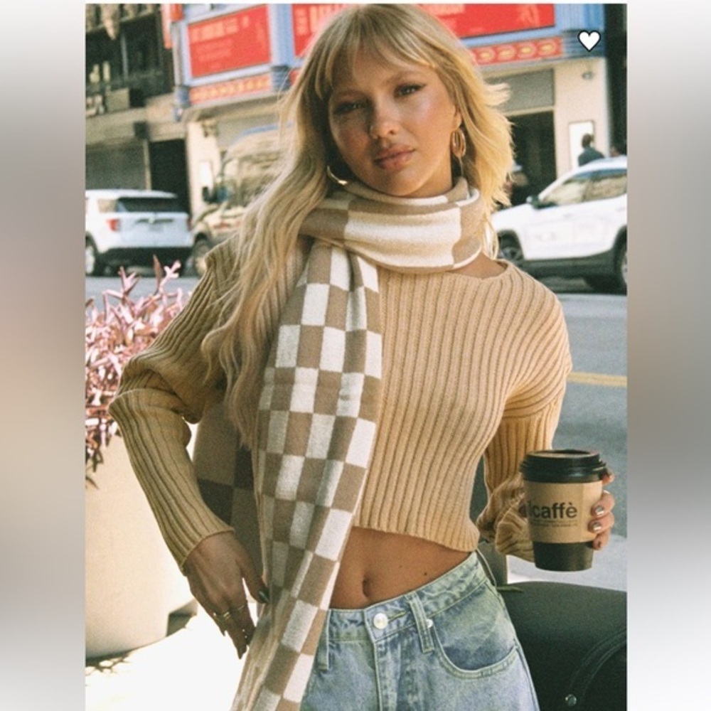 Princess Polly Cream Ribbed Knit Top